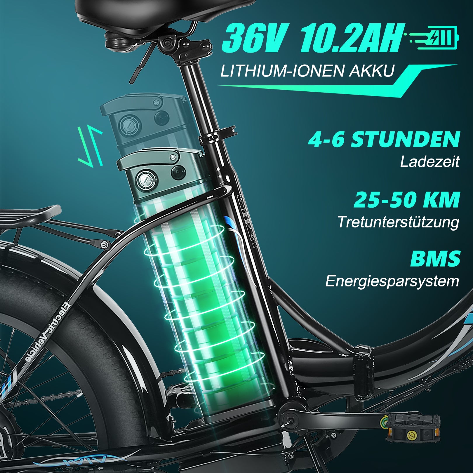 VIVI Elektrofahrrad für Pendler 3.0" Faltbares Elektrofahrrad mit dicken Reifen