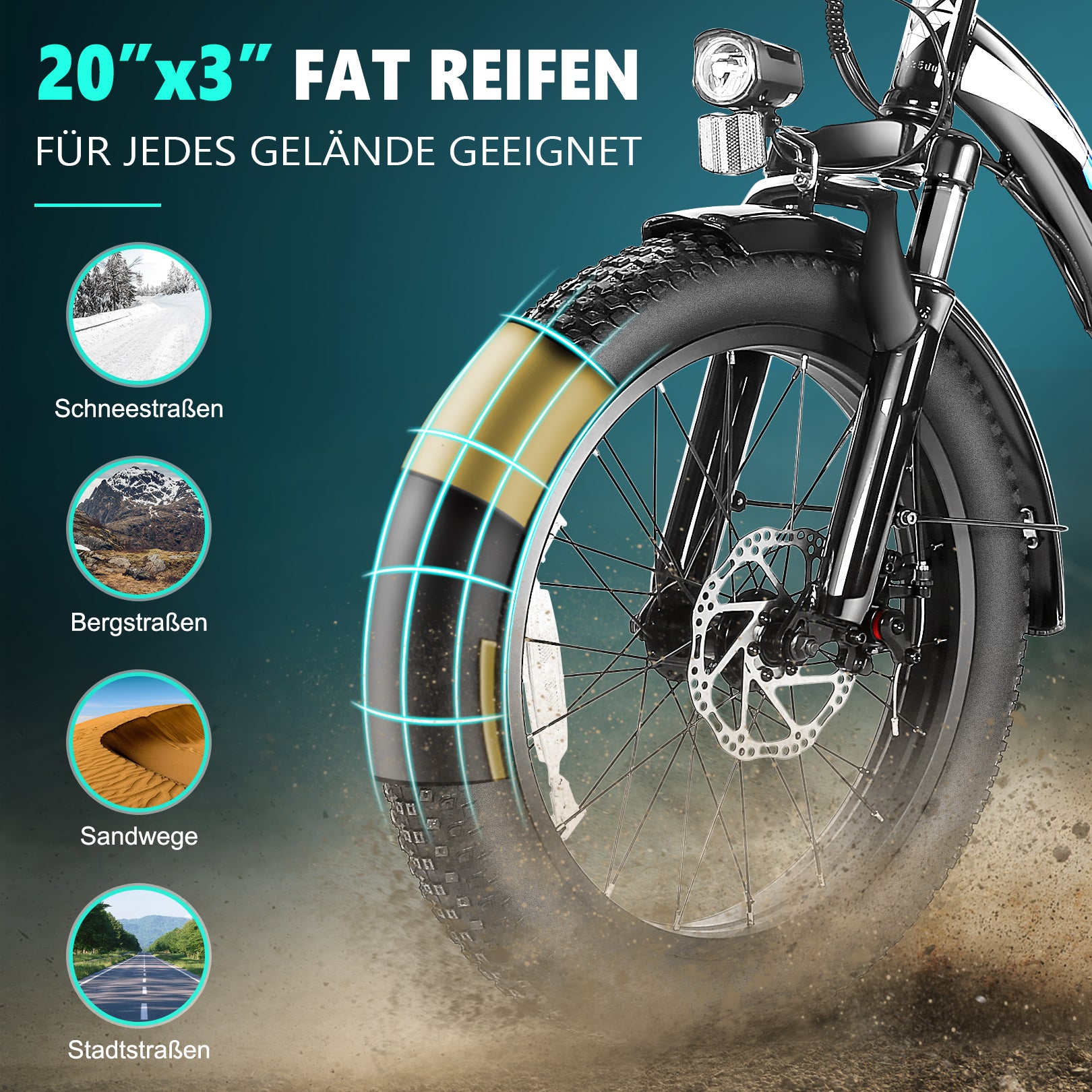 VIVI Elektrofahrrad für Pendler 3.0" Faltbares Elektrofahrrad mit dicken Reifen