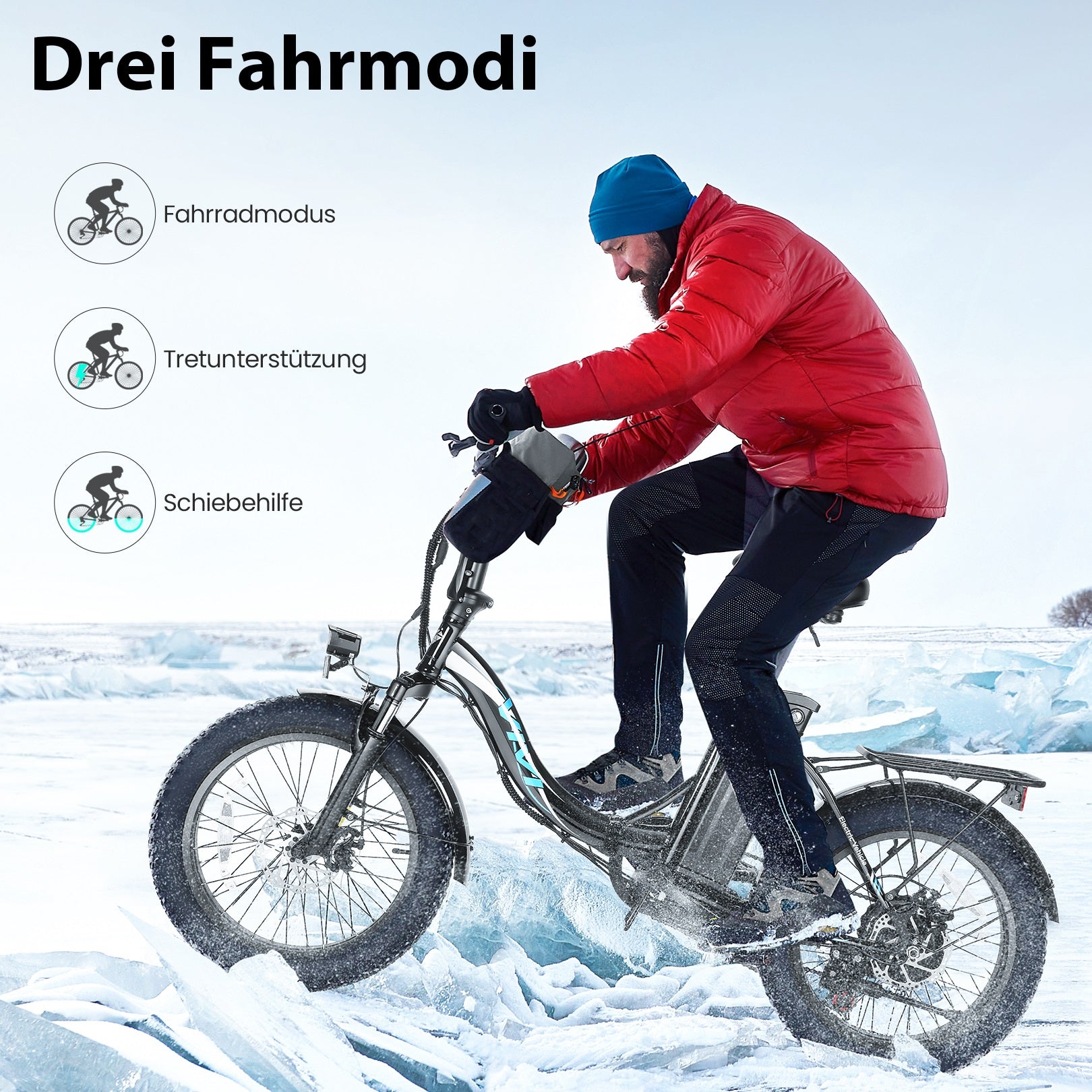 VIVI Elektrofahrrad für Pendler 3.0" Faltbares Elektrofahrrad mit dicken Reifen