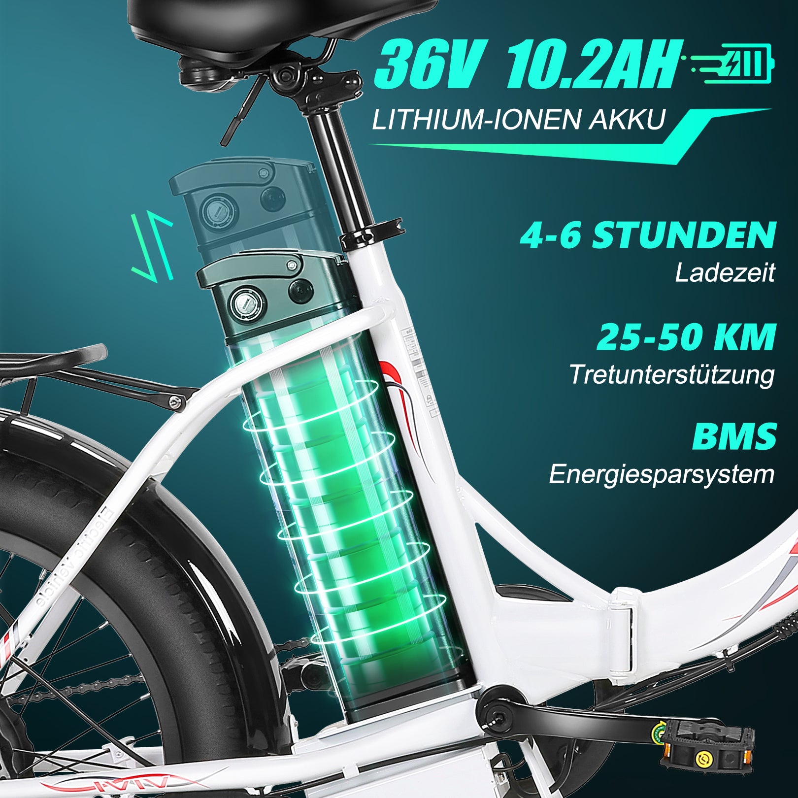 VIVI Elektrofahrrad für Pendler 3.0" Faltbares Elektrofahrrad mit dicken Reifen