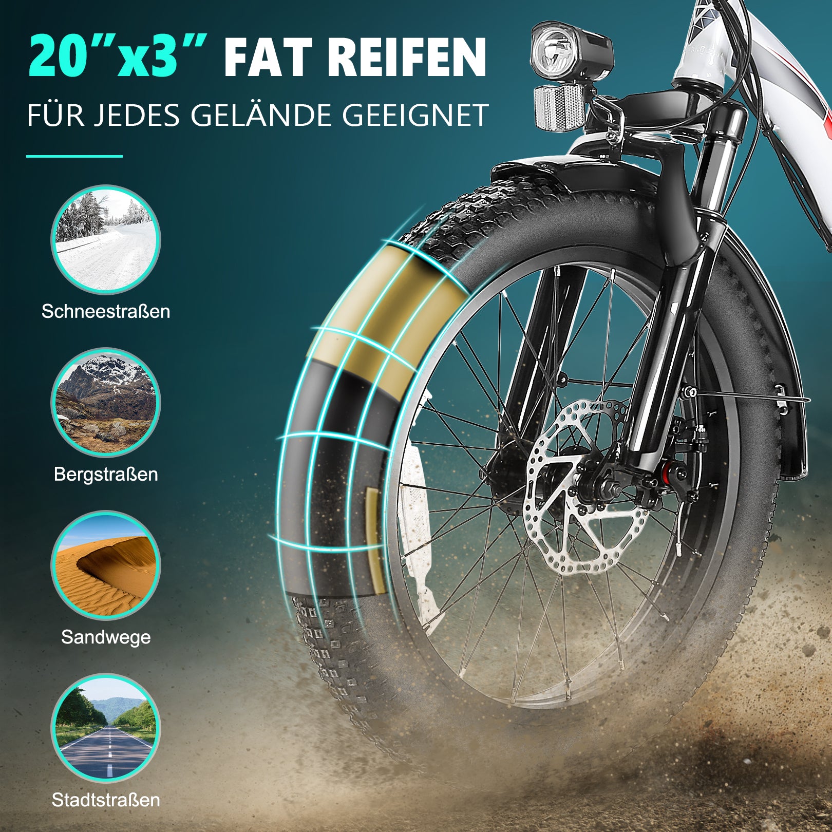 VIVI Elektrofahrrad für Pendler 3.0" Faltbares Elektrofahrrad mit dicken Reifen