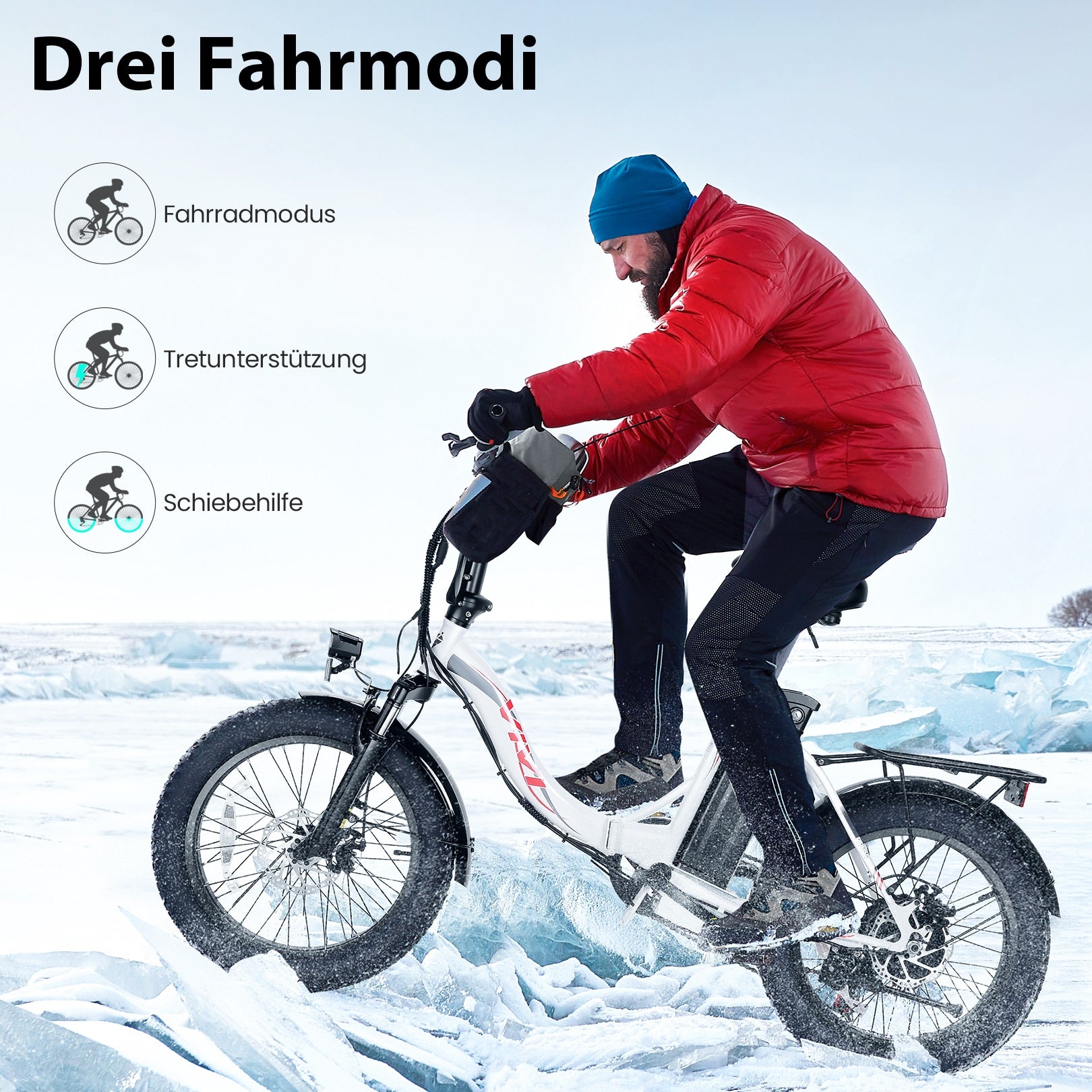 VIVI Elektrofahrrad für Pendler 3.0" Faltbares Elektrofahrrad mit dicken Reifen