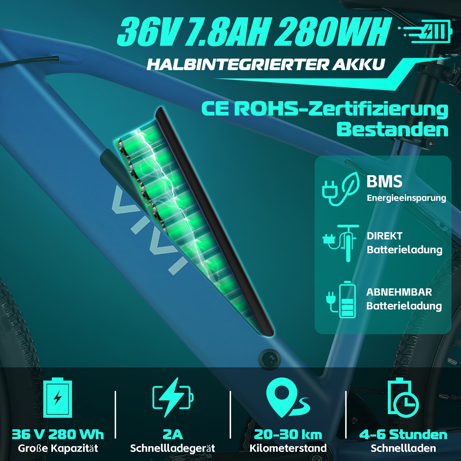 Vivi Electric Bike Pendler Hardtail Electric Mountain Bike