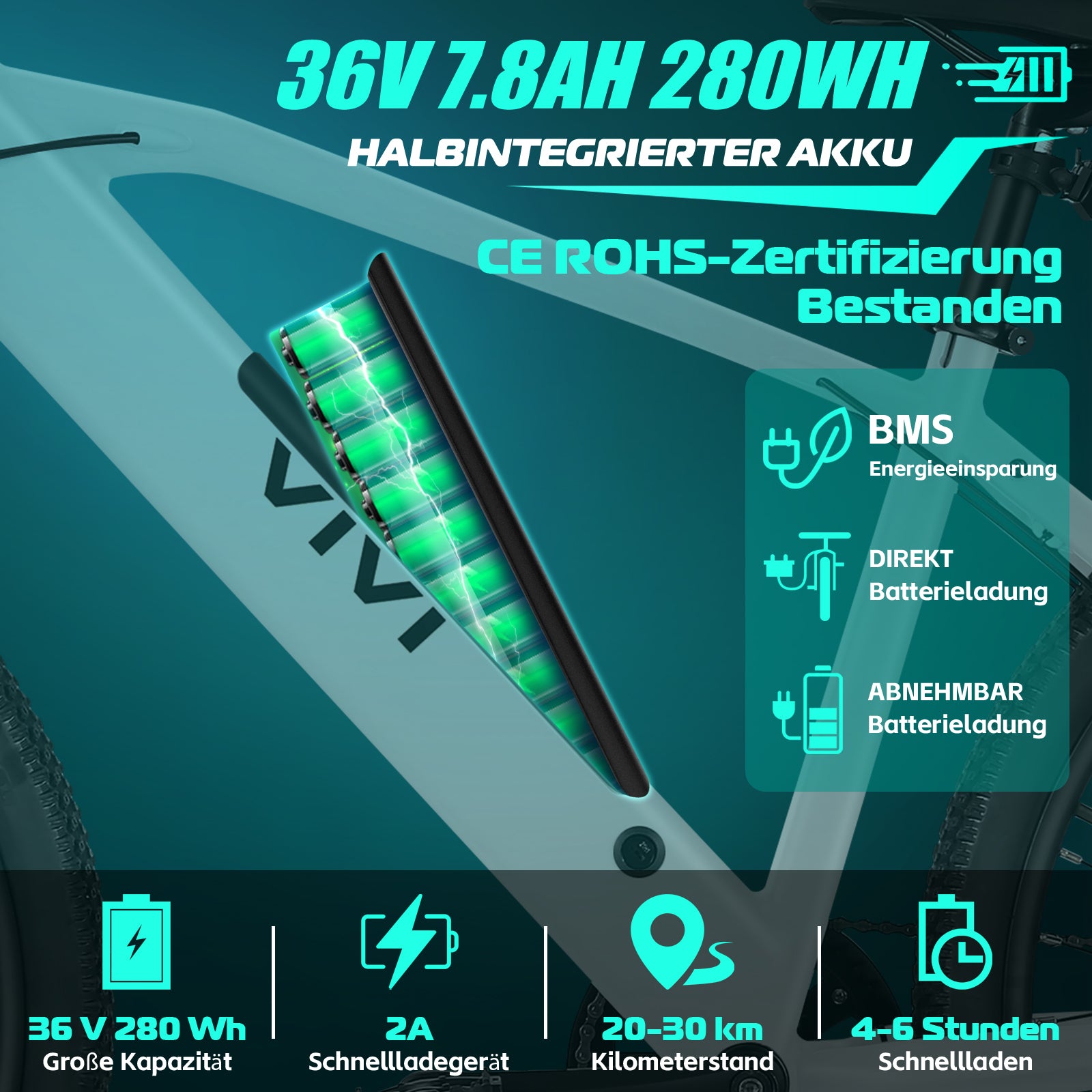 Vivi Electric Bike Pendler Hardtail Electric Mountain Bike