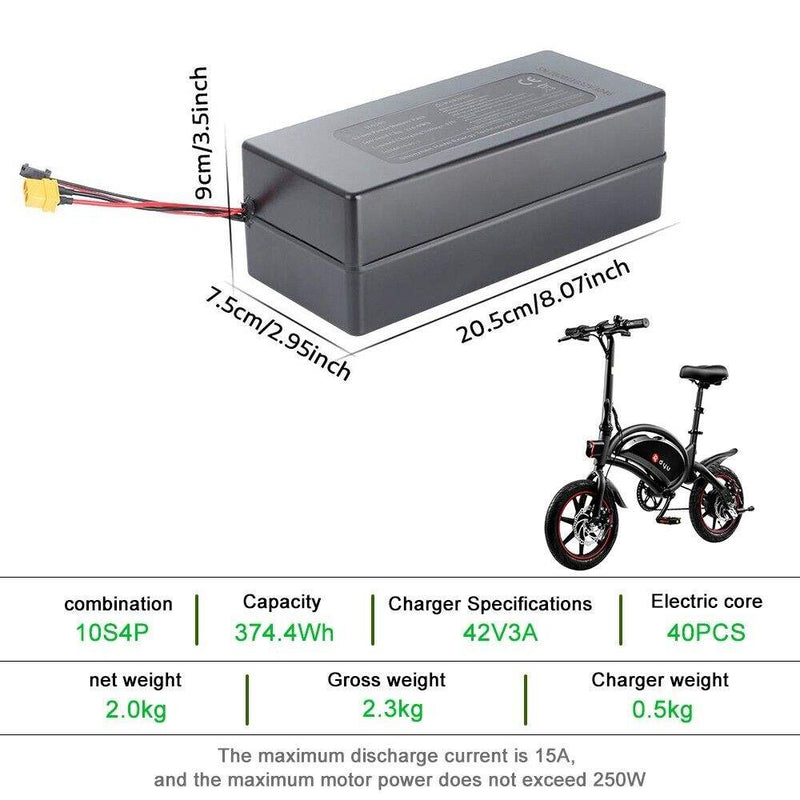 Bateria de lítio VIVI HA103 36V 8Ah para M026TGB 250W Ebike
